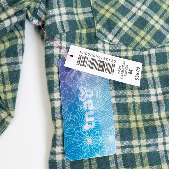 Aritzia TNA Flannel Shirt Plaid Green Button Up Medium - Picture 5 of 15